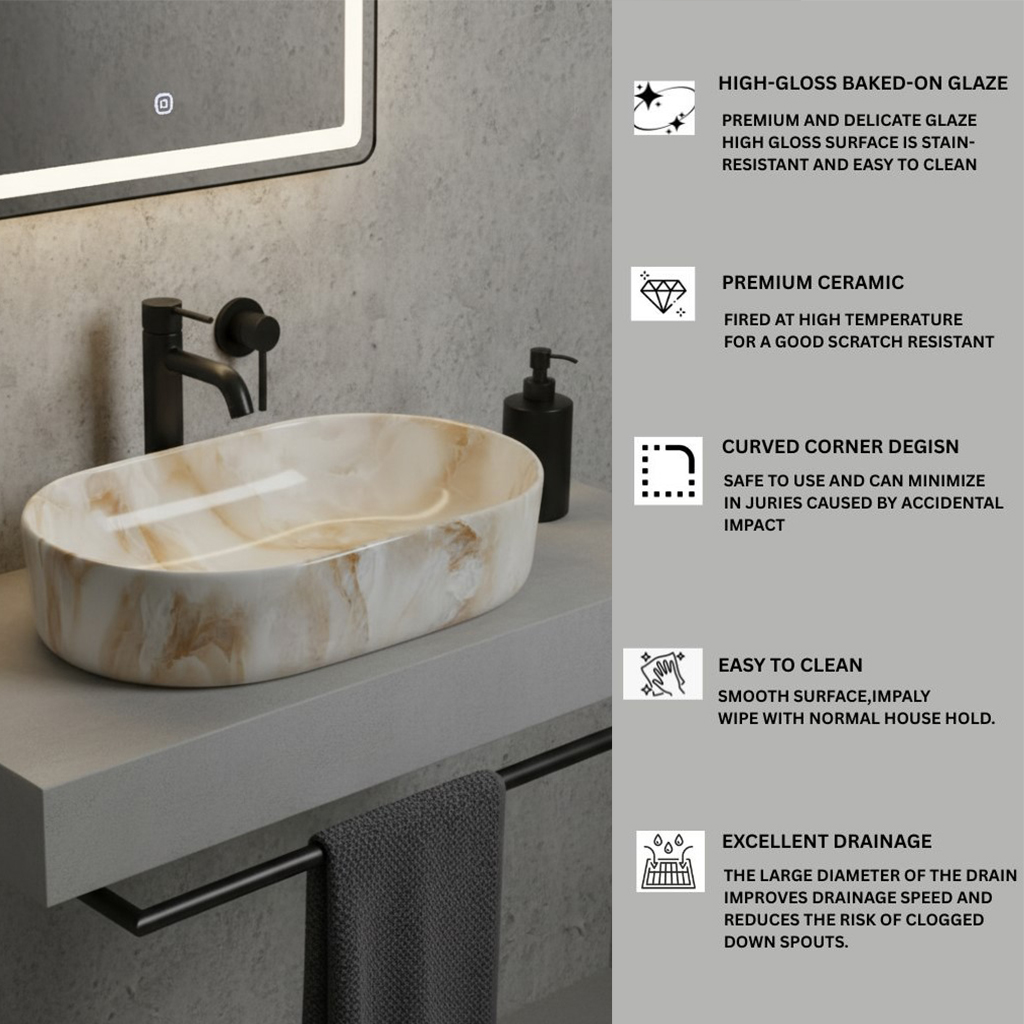 MS-2213 XYLOAN TABLE TOP BASIN GLOSSY (22"X14") - Image 4