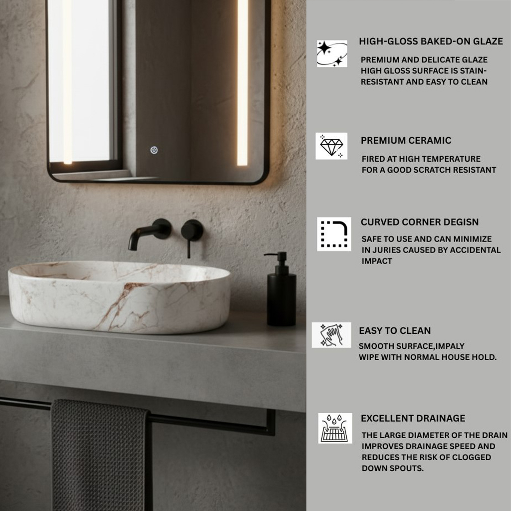 MS-2216 XYLOAN TABLE TOP BASIN GLOSSY (22"X14") - Image 4