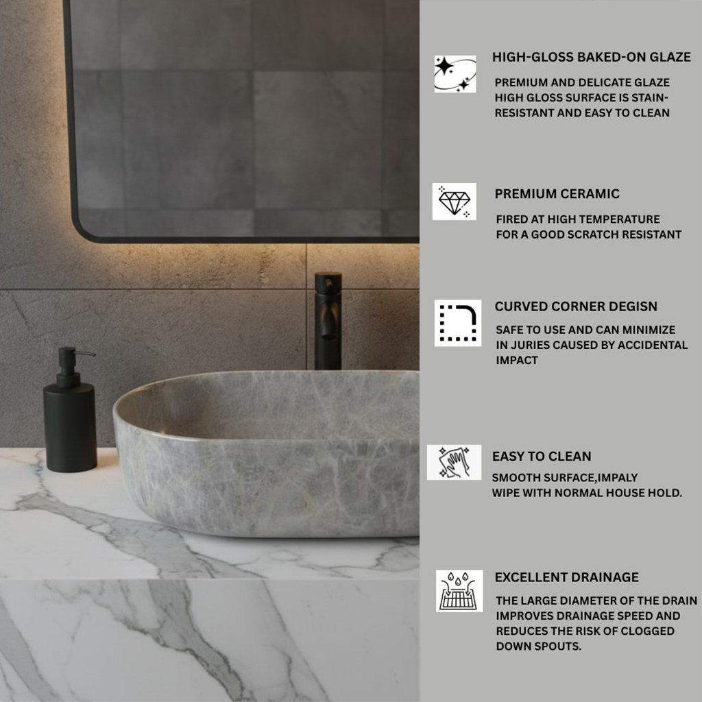 MS-2225 XYLOAN TABLE TOP BASIN GLOSSY (22"X14") - Image 4