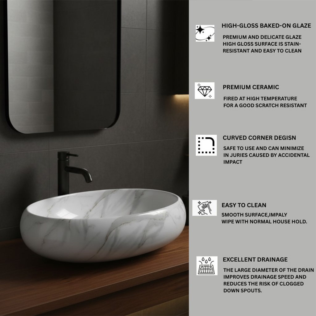 MS-2504 XYLOAN TABLE TOP BASIN GLOSSY (24"X16") - Image 4