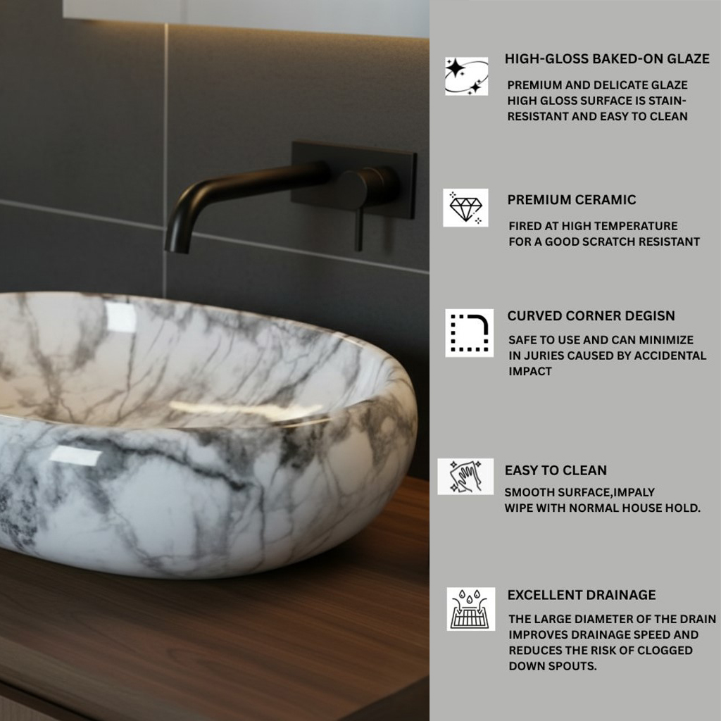 MS-2507 XYLOAN TABLE TOP BASIN GLOSSY (24"X16") - Image 4