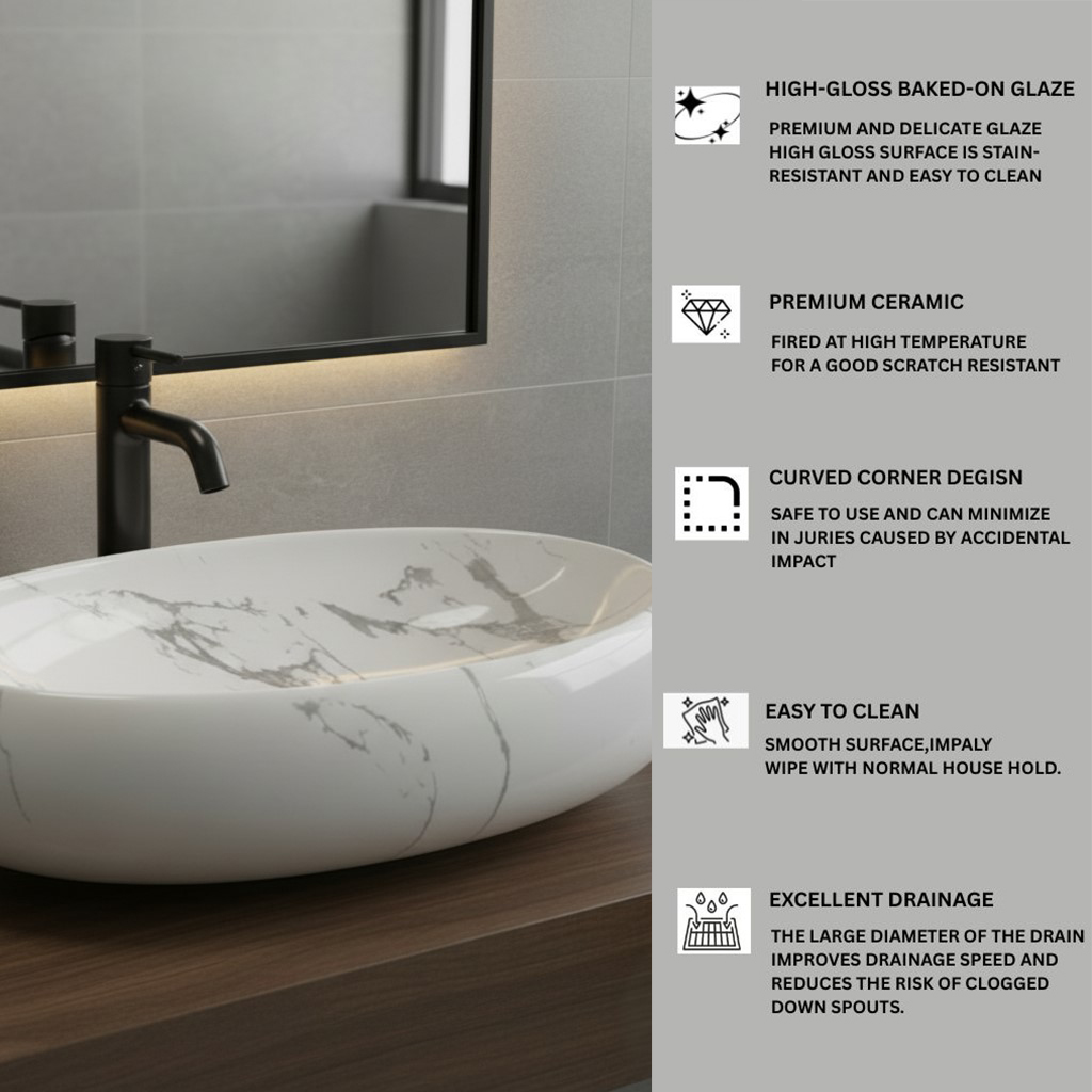 MS-2510 XYLOAN TABLE TOP BASIN GLOSSY (24"X16") - Image 4