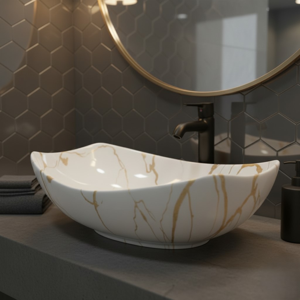 MS-2605 XYLOAN MODERN TABLE TOP BASIN GLOSSY (22"X15") - Image 2