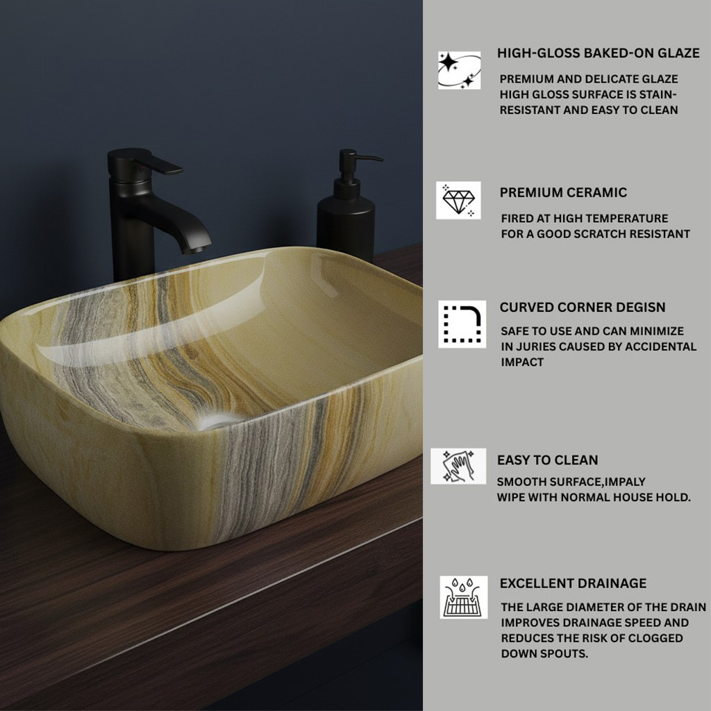 MS-301 XYLOAN TABLE TOP BASIN GLOSSY (16"X12") - Image 4