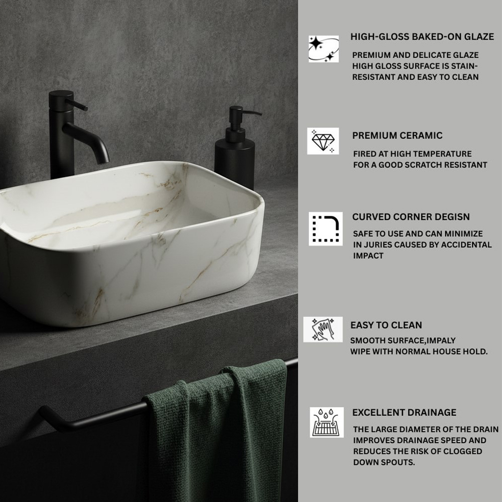 MS-304 XYLOAN TABLE TOP BASIN GLOSSY (16"X12") - Image 4