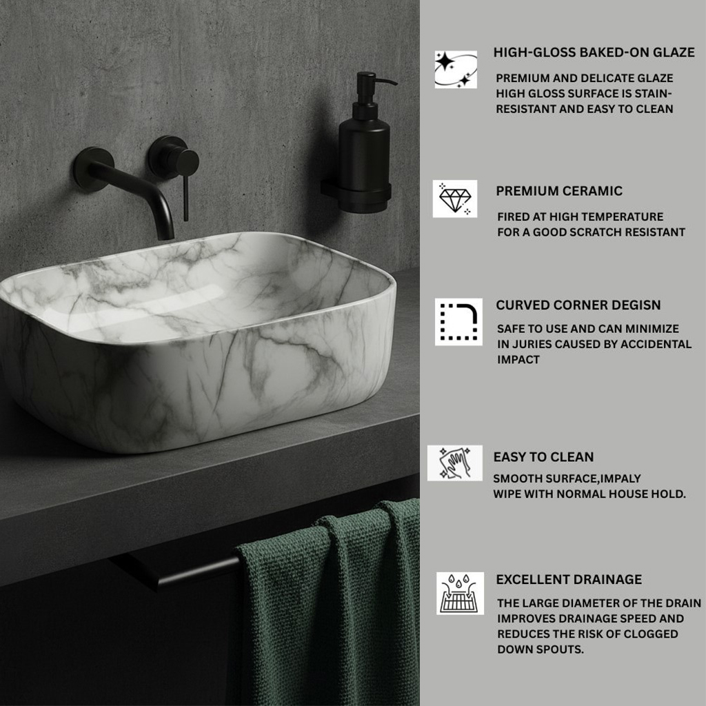MS-305 XYLOAN TABLE TOP BASIN GLOSSY (16"X12") - Image 4