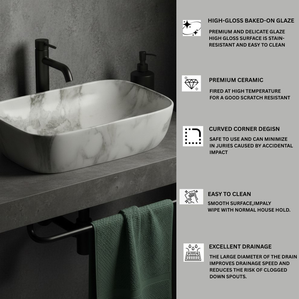 MS-307 XYLOAN TABLE TOP BASIN GLOSSY (16"X12") - Image 4