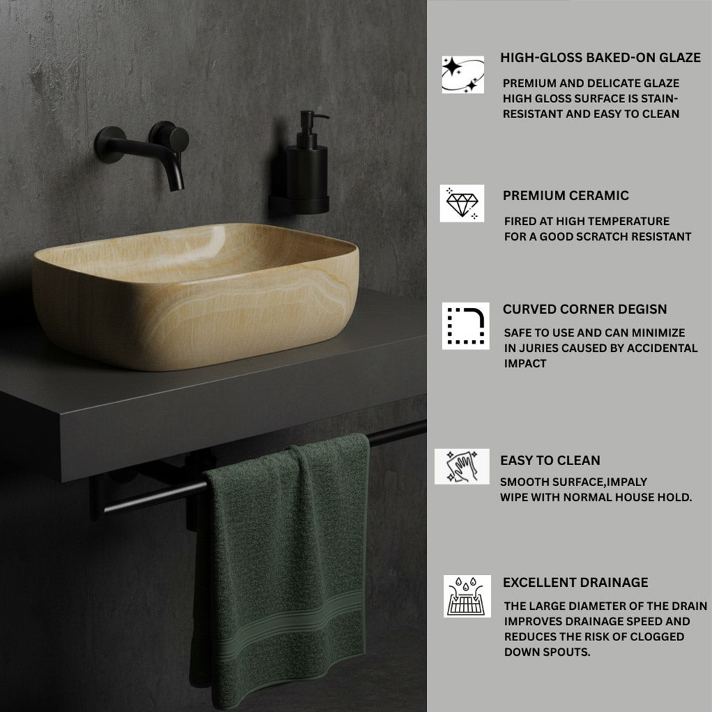 MS-308 XYLOAN TABLE TOP BASIN GLOSSY (16"X12") - Image 4