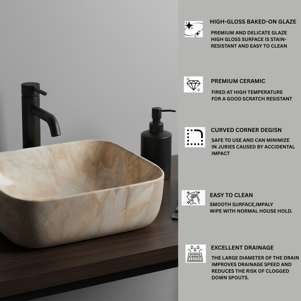 MS-314 XYLOAN TABLE TOP BASIN GLOSSY (16"X12") - Image 4