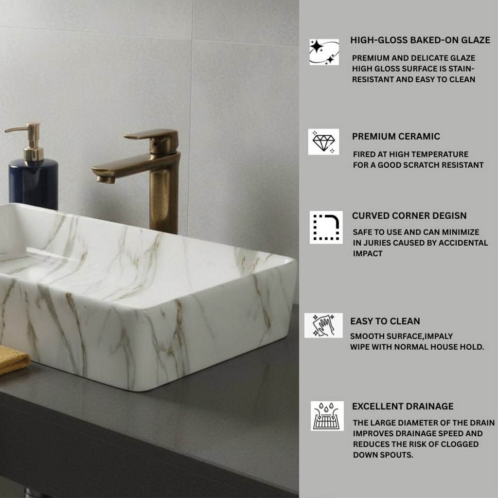 MS-709 XYLOAN TABLE TOP BASIN GLOSSY (24"X14") - Image 4