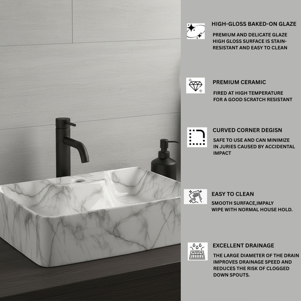 MS-903 XYLOAN WALL MOUNTED BASIN GLOSSY (16"X12") - Image 4
