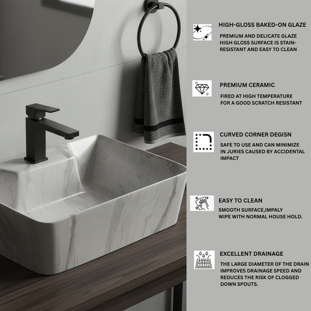 MS-915 XYLOAN WALL MOUNTED BASIN GLOSSY (16"X12") - Image 4