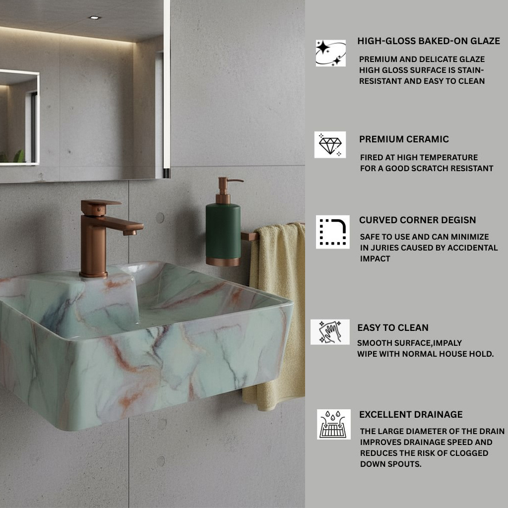 MS-919 XYLOAN WALL MOUNTED BASIN GLOSSY (16"X12") - Image 4