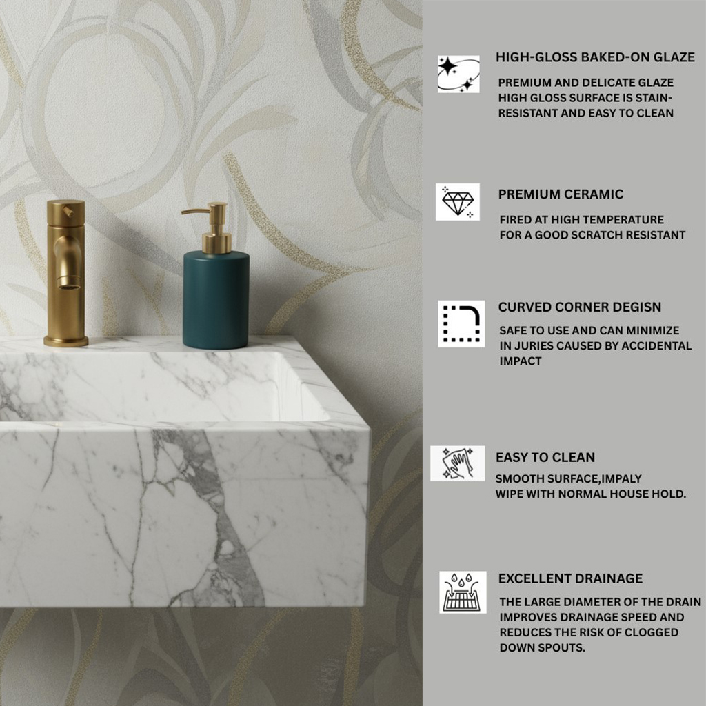 MS-921 XYLOAN WALL MOUNTED BASIN GLOSSY (16"X12") - Image 4