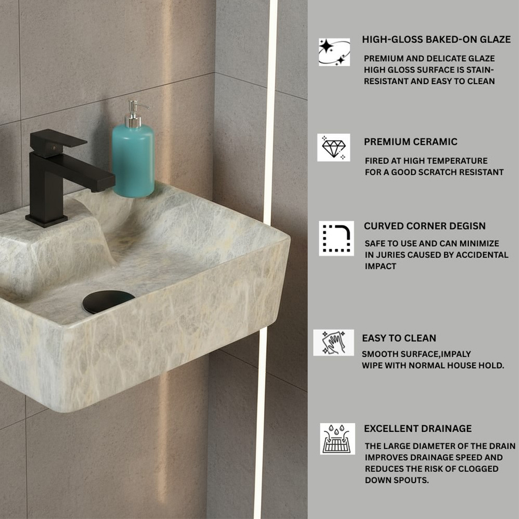 MS-922 XYLOAN WALL MOUNTED BASIN GLOSSY (16"X12") - Image 4