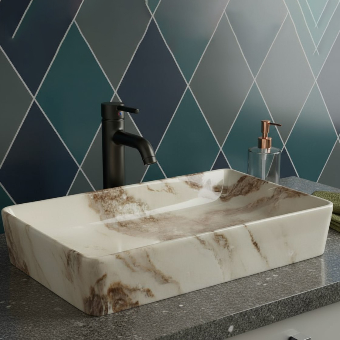 MS-712 XYLOAN TABLE TOP BASIN GLOSSY (24"X14") - Image 2