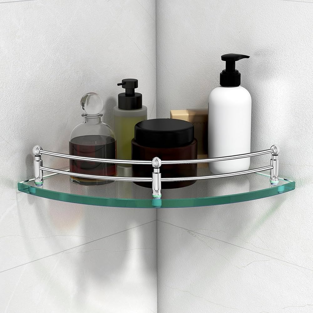 G-1204 wall-mounted glass corner shelf (9 x 9) - Image 5