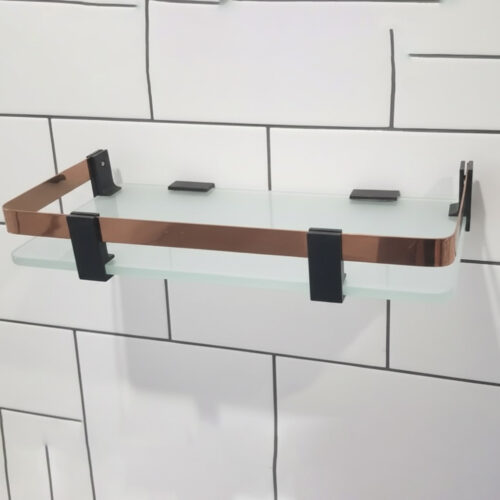 G-1219 Modern Rose Gold and Glass Shower Shelf (6 X 15)