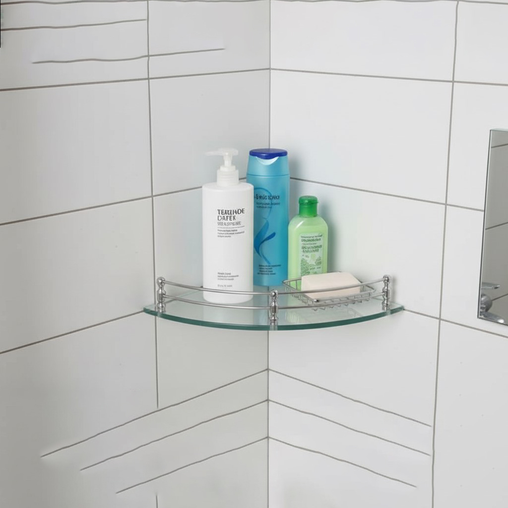 G-1204 wall-mounted glass corner shelf (9 x 9) - Image 2