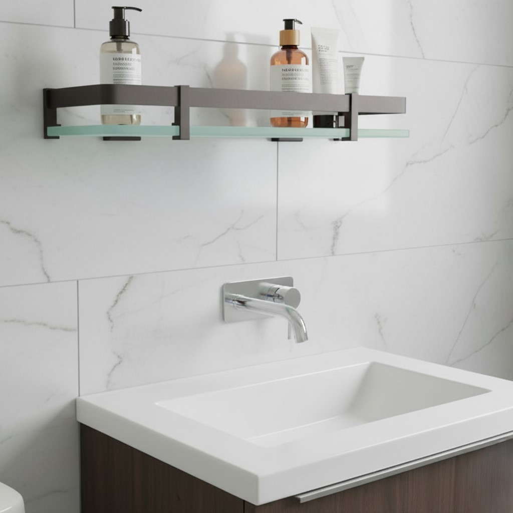 G-1213 Wall-Mounted Glass Bathroom Shelf (6 X 12) - Image 3