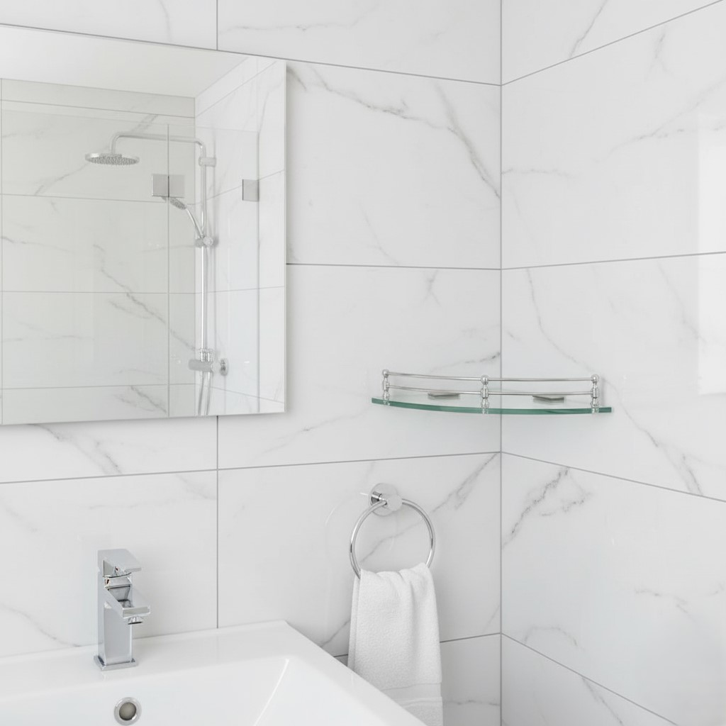 G-1204 Wall Mounted Glass Corner Shelf (12x12) - Image 3