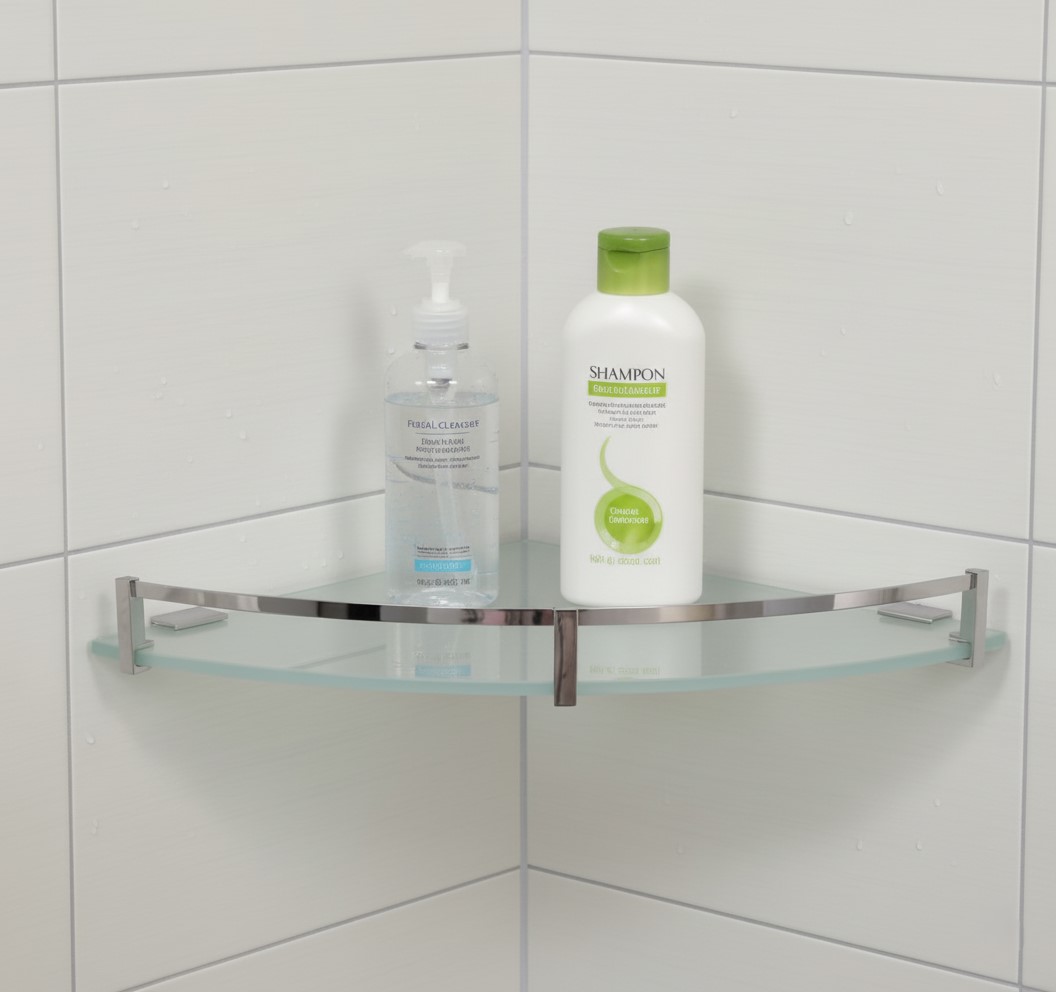 G-1206 Chrome & Glass Triangle Corner Shelf for Bathroom (9 X 9) - Image 2