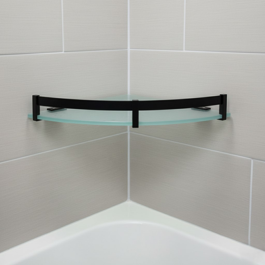 G-1214 Wall-Mounted Glass Corner - Black (9 X 9)