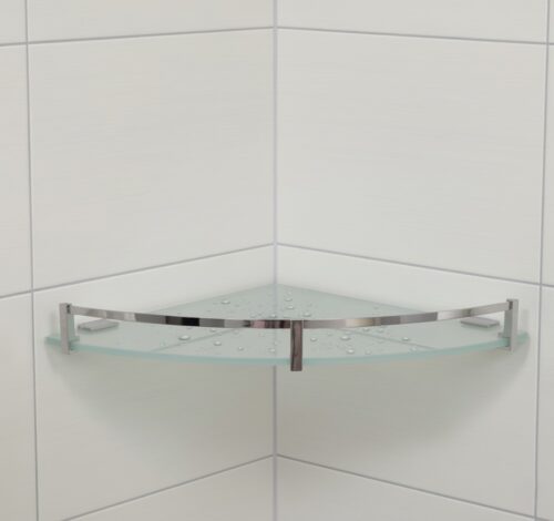 G-1206 Chrome & Glass Triangle Corner Shelf for Bathroom (9 X 9)