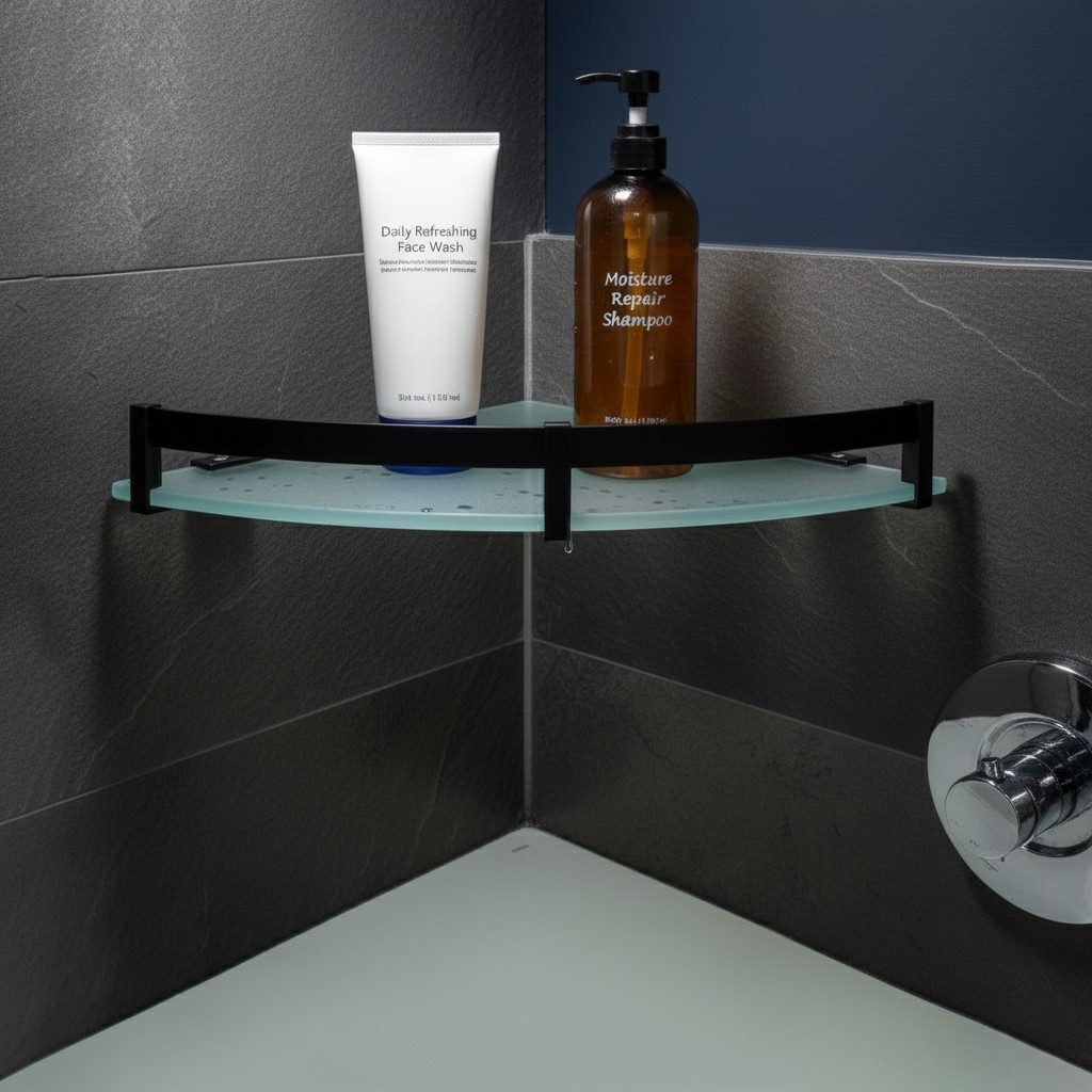 G-1214 Wall-Mounted Glass Corner - Black (9 X 9) - Image 2