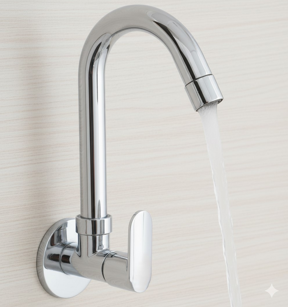 AT-07 WALL MOUNT SINK COCK,KITCHEN TAP(BRASS) - Image 2