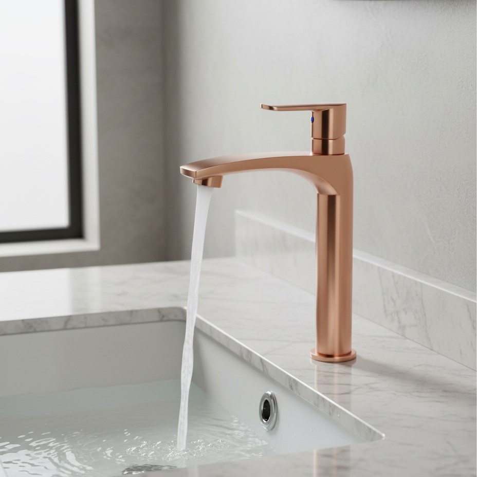 AT-10-RG HIGH-NECK PILLAR COCK,COUNTER-TOP (ROSE-GOLD,BRASS) - Image 5