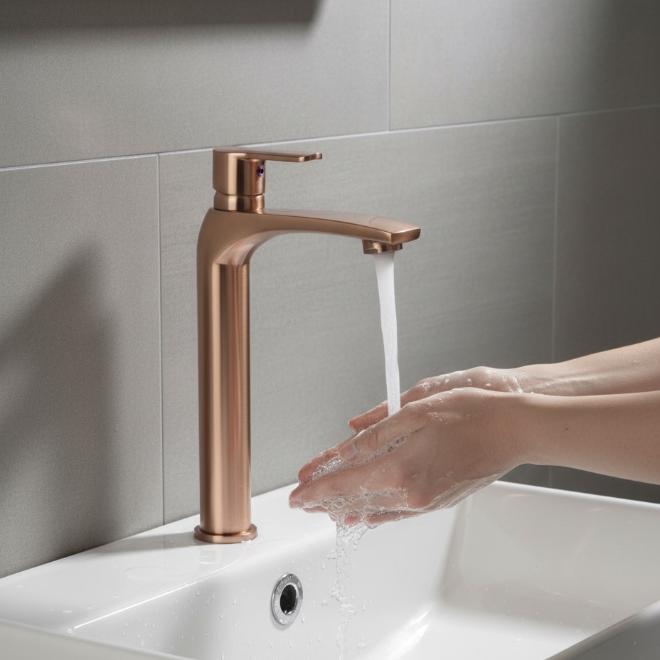 AT-10-RG HIGH-NECK PILLAR COCK,COUNTER-TOP (ROSE-GOLD,BRASS) - Image 4