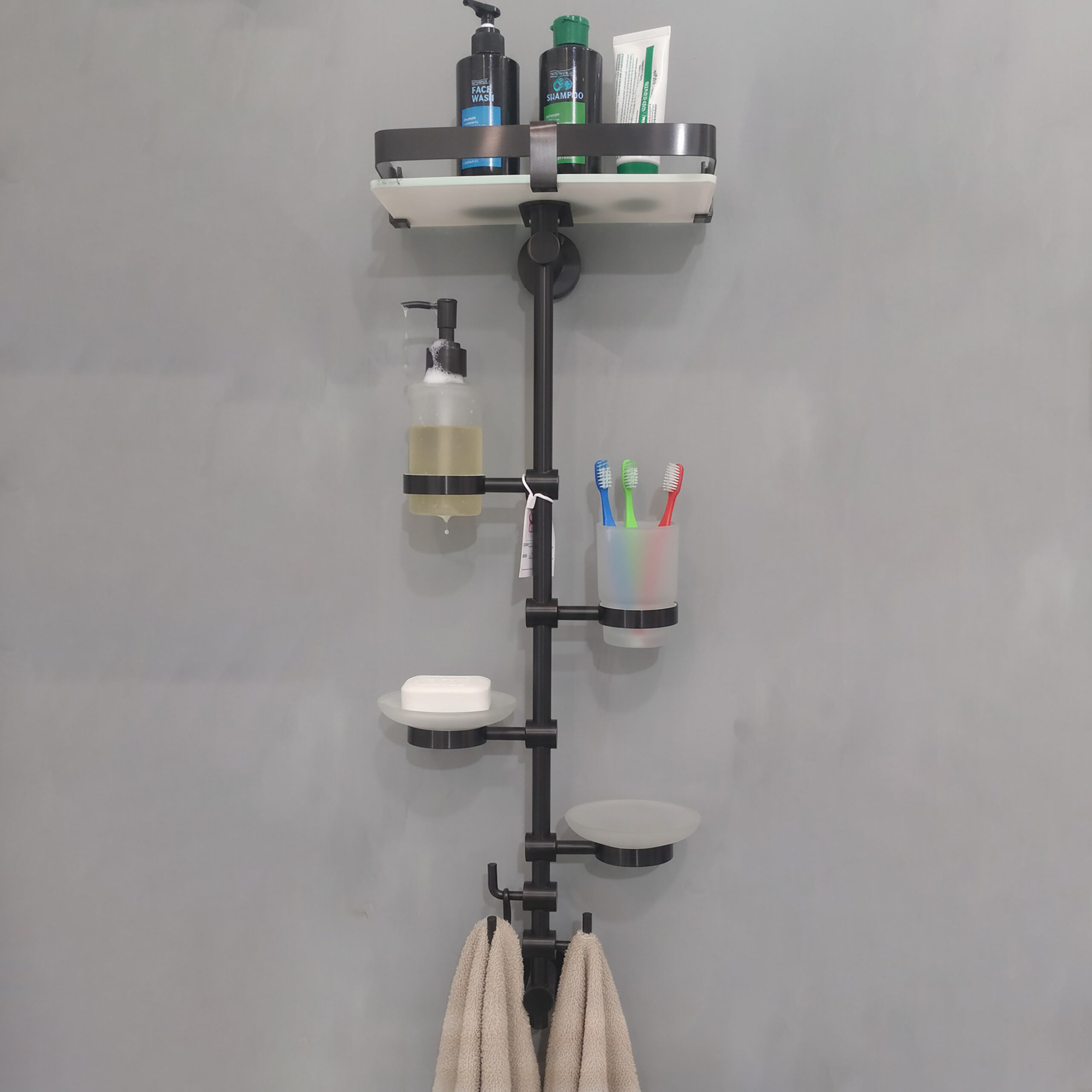 XYLOAN-01 Vertical Bathroom Organizer Pole(BLACK) - Image 2