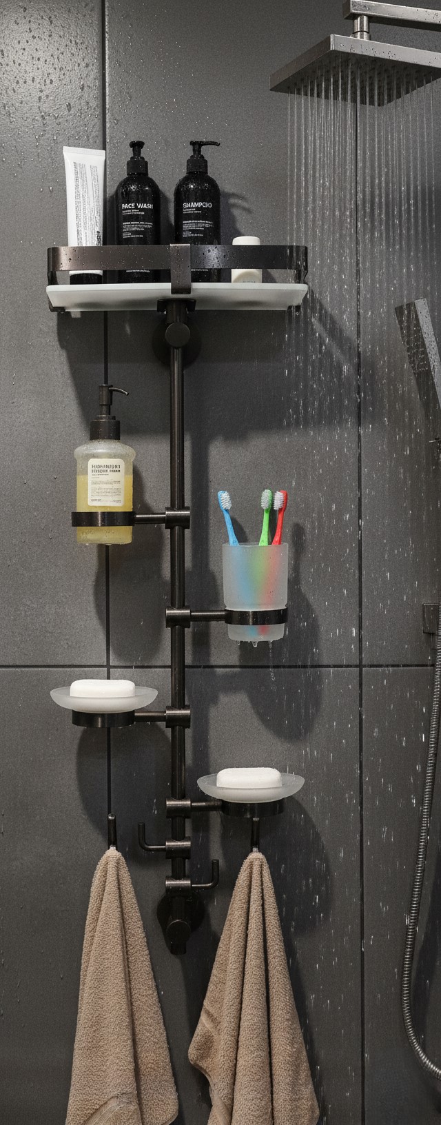 XYLOAN-01 Vertical Bathroom Organizer Pole(BLACK) - Image 5