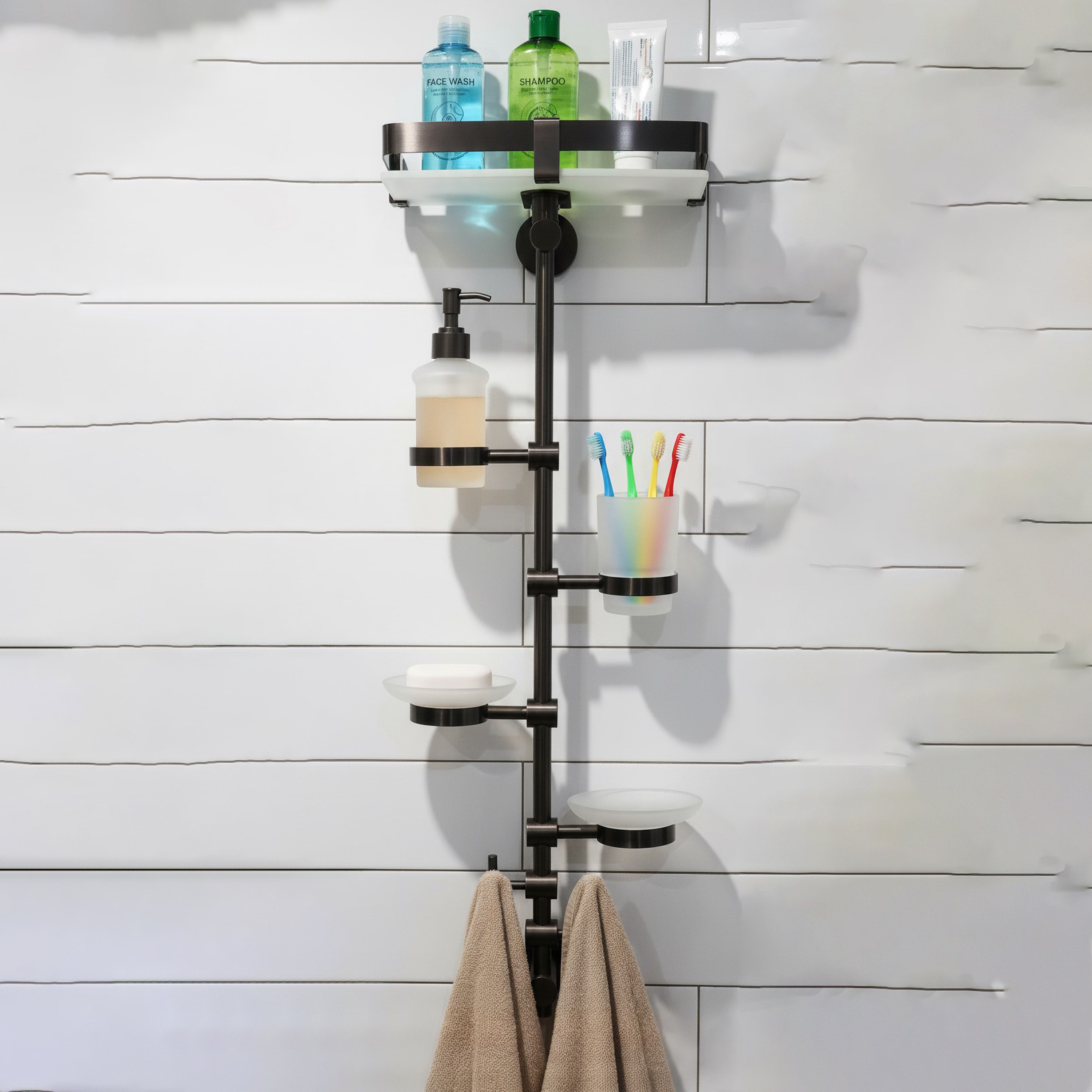 XYLOAN-01 Vertical Bathroom Organizer Pole(BLACK) - Image 6