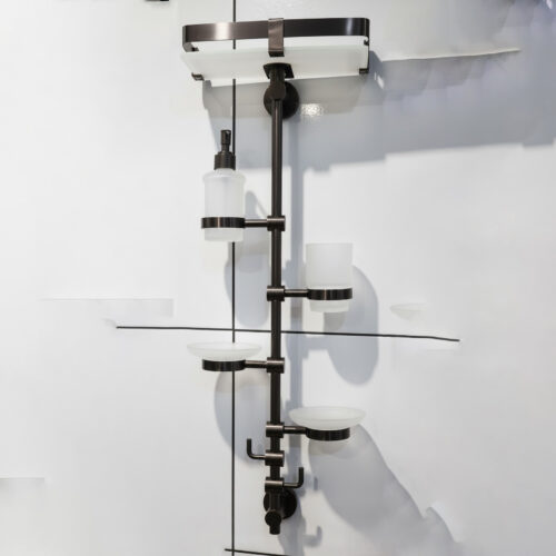 XYLOAN-01 Vertical Bathroom Organizer Pole(BLACK)