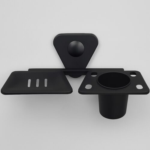 P-308 SOAP DISH + TUMBLER HOLDER ,STAINLESS STEEL(BLACK)