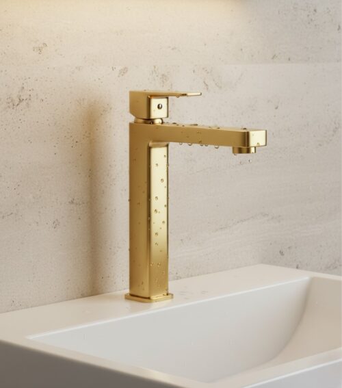 IP-10-GD HIGH-NECK PILLAR COCK GOLD HEAVY BODY (BRASS)