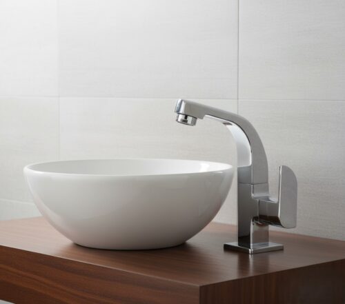 IP-08 COUNTER TOP SWAN-NECK PILLAR COCK CASTED,DECK MOUNT FAUCET (BRASS)