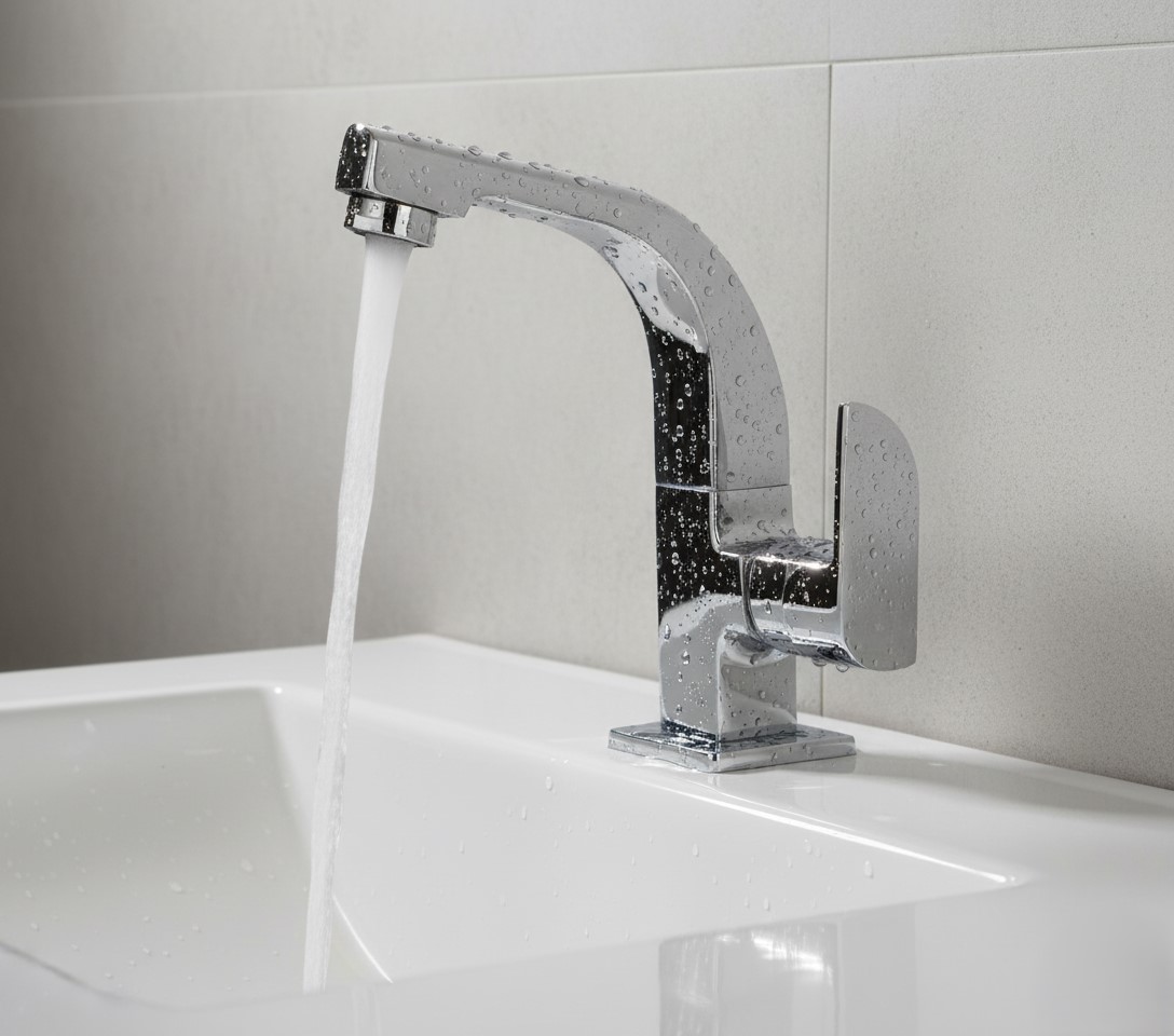 IP-08 COUNTER TOP SWAN-NECK PILLAR COCK CASTED,DECK MOUNT FAUCET (BRASS) - Image 2
