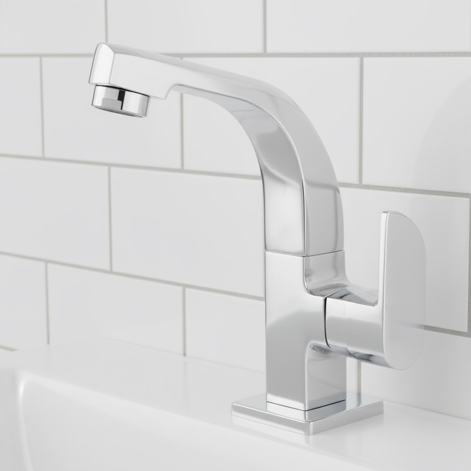 IP-08 COUNTER TOP SWAN-NECK PILLAR COCK CASTED,DECK MOUNT FAUCET (BRASS) - Image 3