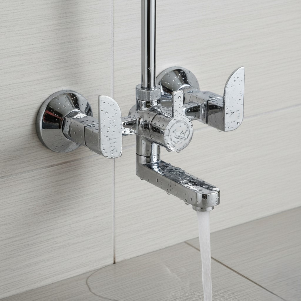 IP-14 Wall Mixer Tap, Hot & Cold with Shower Diverter,(BRASS) - Image 2
