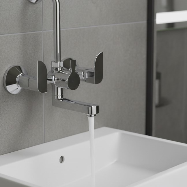 IP-14 Wall Mixer Tap, Hot & Cold with Shower Diverter,(BRASS) - Image 3