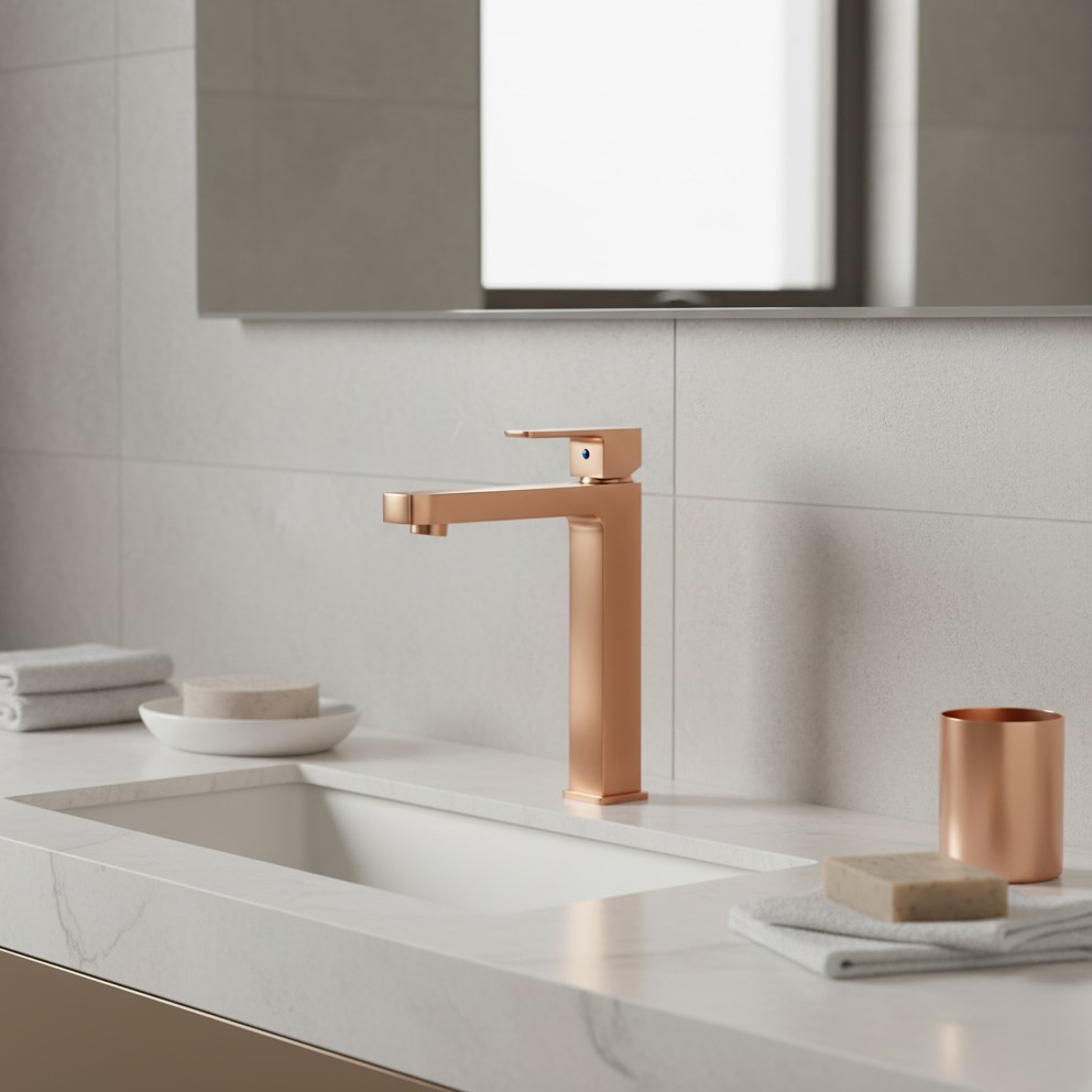 IP-10-RG HIGH-NECK PILLAR COCK ROSE-GOLD HEAVY BODY (BRASS) - Image 4