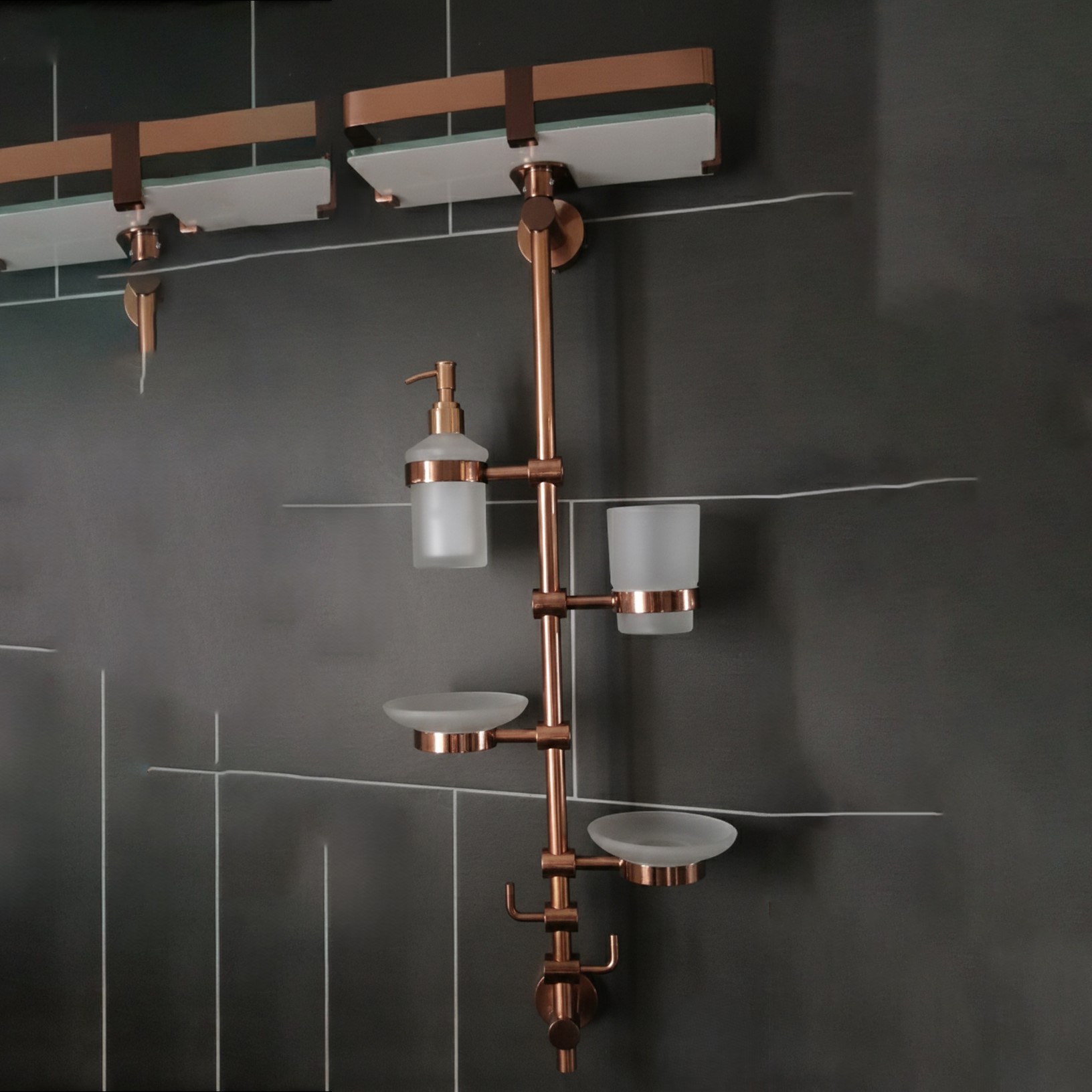 XYLOAN-03 Vertical Bathroom Organizer Pole (ROSEGOLD) - Image 4