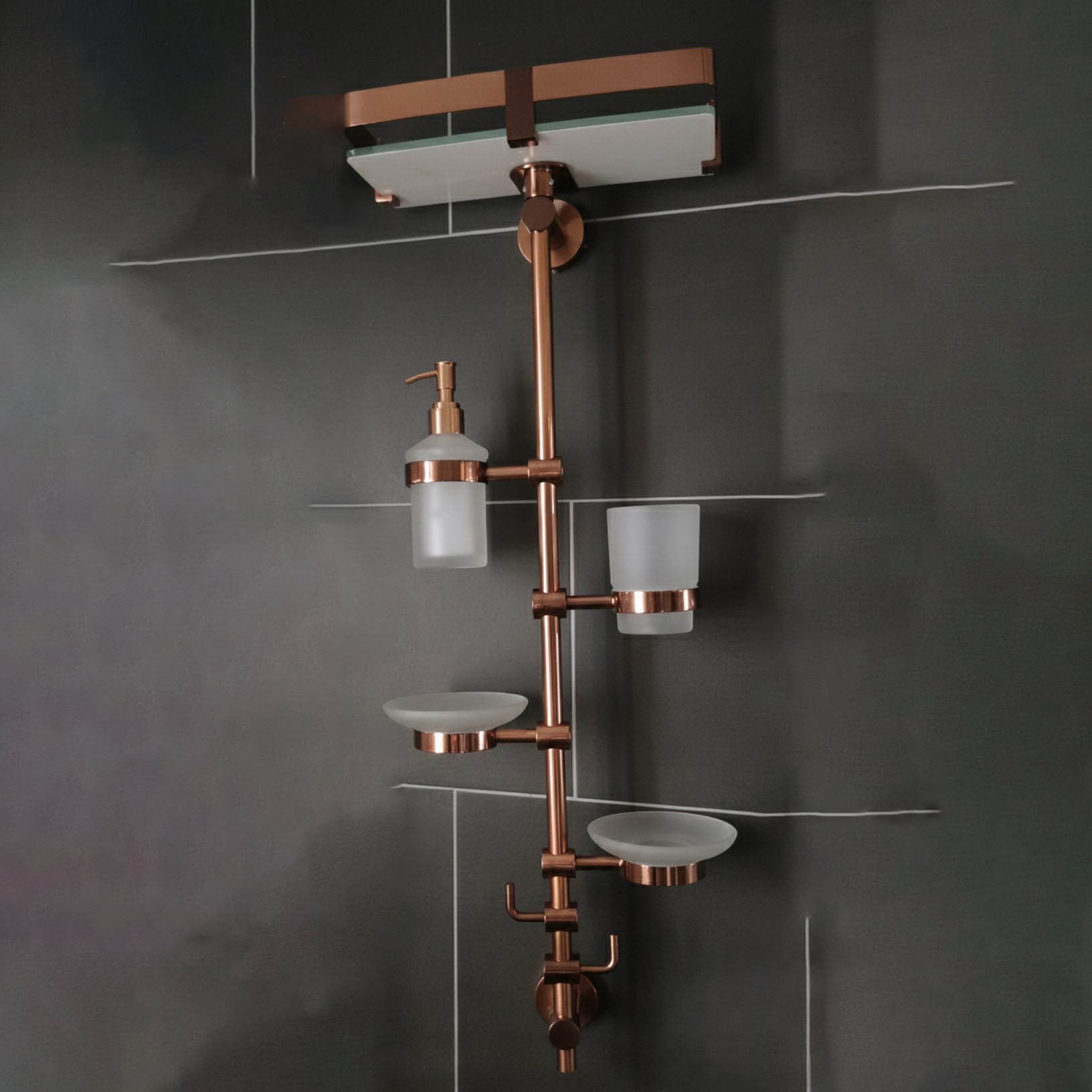 XYLOAN-03 Vertical Bathroom Organizer Pole (ROSEGOLD) - Image 5
