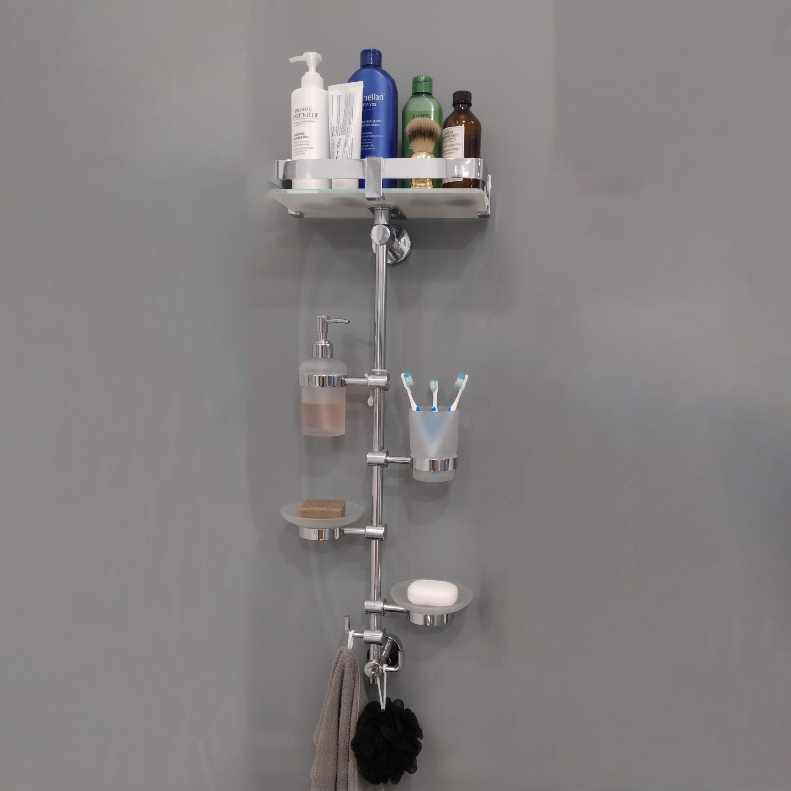 XYLOAN-02 Vertical Bathroom Organizer Pole(SILVER) - Image 2