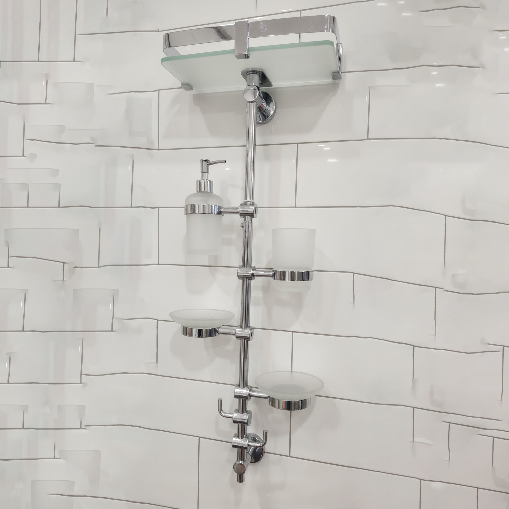 XYLOAN-02 Vertical Bathroom Organizer Pole(SILVER)