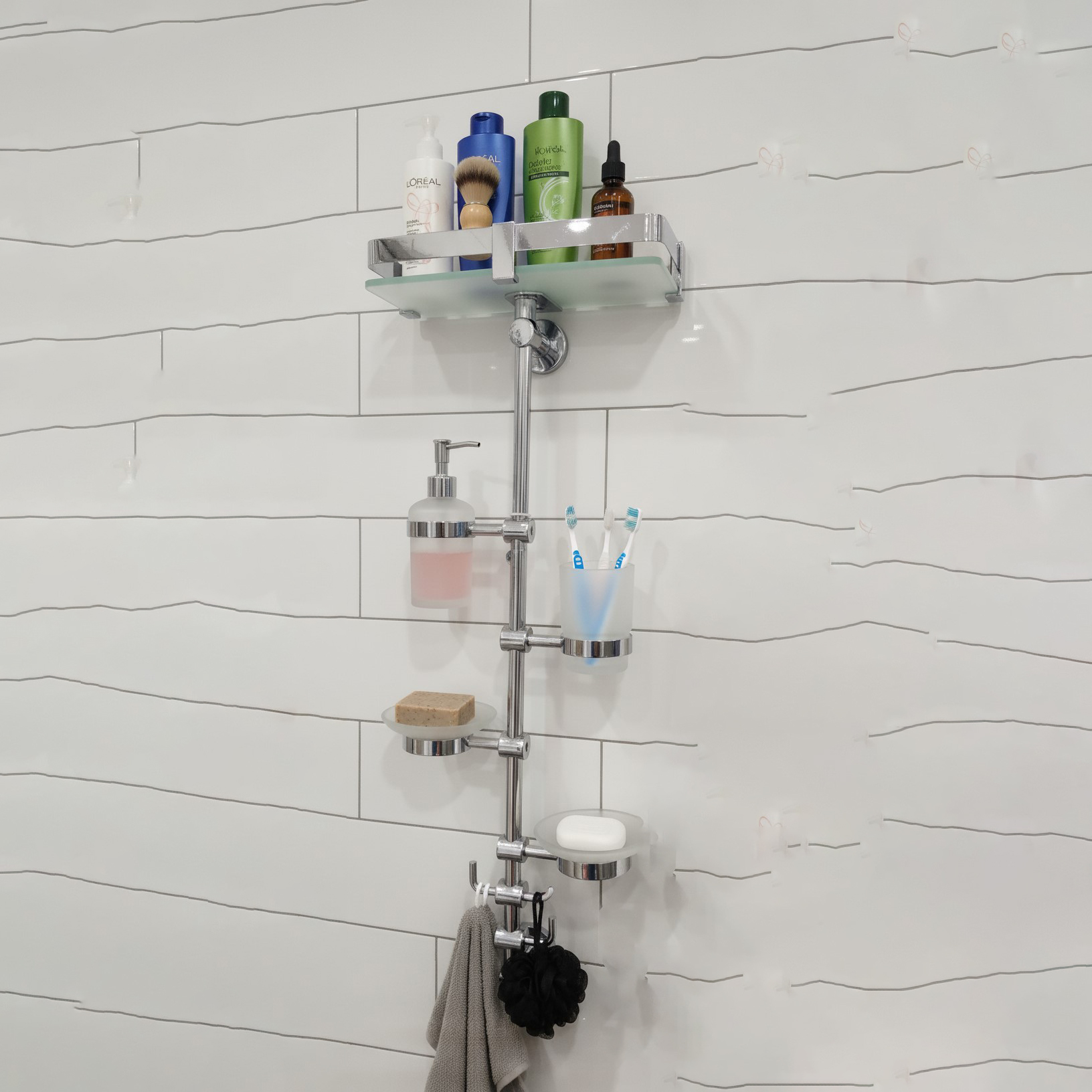 XYLOAN-02 Vertical Bathroom Organizer Pole(SILVER) - Image 3