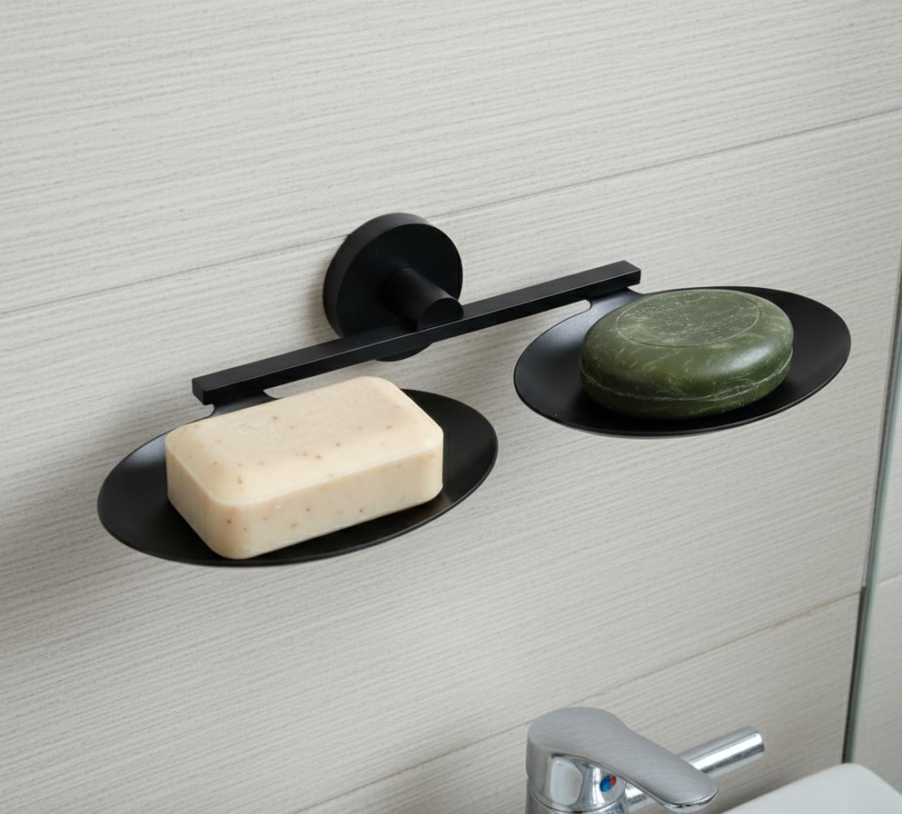 G-1407 DOUBLE SOAP DISH BRASS (PVD,BLACK) - Image 3